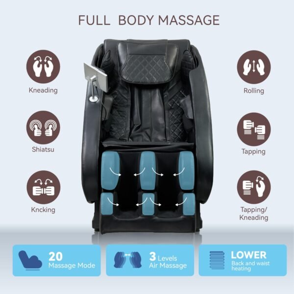 8189bf0a-30b3-4165-982f-513f61f7c41a.jpg Massage Chairs Full Body Massage Recliner With Foot Roller,Airbag Massage SL Track, Zero Gravity, Bluetooth Speaker,Black