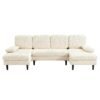 U-shaped Combination Sofa, Double Lounge Chair, Chenille Fabric 4-seat Living Room Furniture