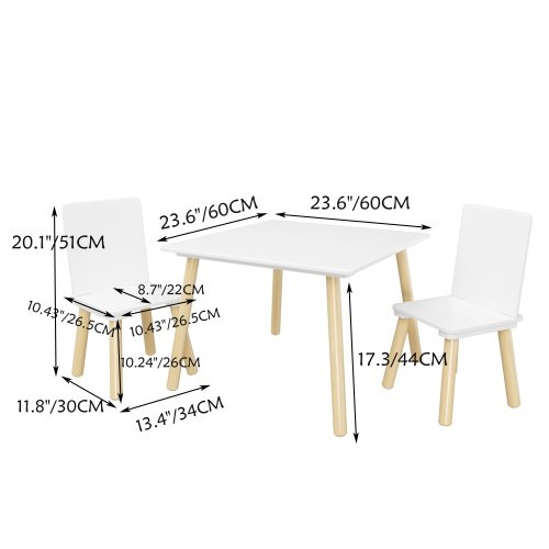 Wooden Children's Table And 2 Chairs Set