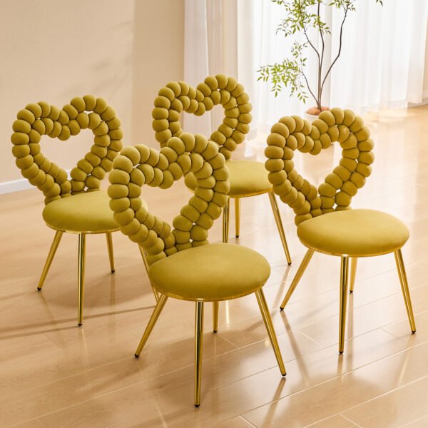 Set Of 2 Unique Heart Bubble Tufted Accent Chair,