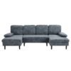 U-shaped Combination Sofa, Double Lounge Chair, Chenille Fabric 4-seat Living Room Furniture