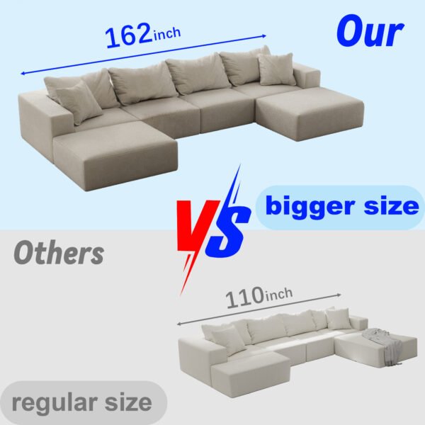 Oversized Sponge Cloud Sofa,Modern Upholstered Sectional Sofa Couch Set