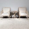 French Accent Chair Traditional Wood Frame Linen Upholstery Distressed Finish Home Decor, Single
