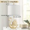 Two-piece Set Of Table Lamps Golden Brass Swan