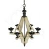 6 - Light Wood Chandelier With Adjustable Chain , Bulb Not Included