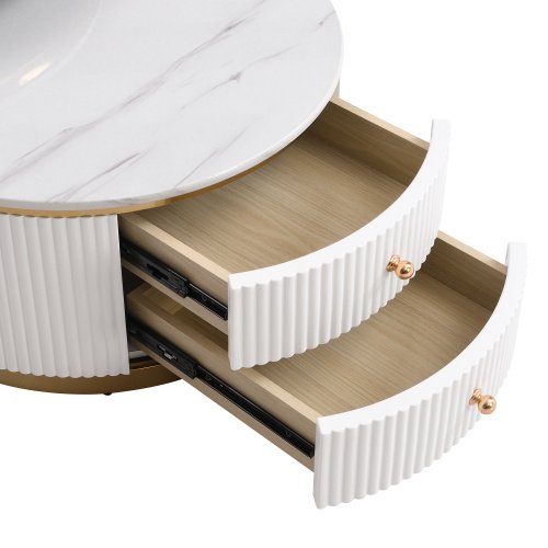 Modern 2-piece White Circular Nested Coffee Table