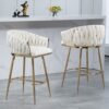 9bb8e42f-4431-449a-b655-26325e490c56.jpg 26 Counter Height Bar Stools Velvet Kitchen Island Counter Bar Stool With Hand- Wave Back,golden Chromed Base And Footrest