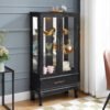 9e4f5328-f35f-43e4-aa57-efdfd0e12d93.jpg Lighted Curio Cabinet With Glass Doors And Adjustable Shelves 2 Door Wine Cabinet Display