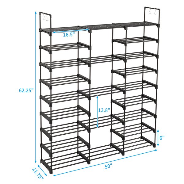 9eb96e25-95cd-47b7-b32e-68de8d6f77b8.jpg 3 Rows And 9 Layers With Hooks Can Hold 50 Pairs Of Shoe Racks