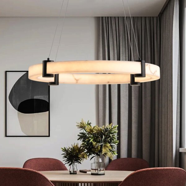 a0dccc92-fb15-4b6f-bd68-13013c7c5f06.jpg Modern LED Pendant Light, 24-Inch Round Hanging Chandelier With Adjustable Height,