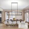 10 Lights Farmhouse Black Chandelier Rectangular Linear Pendant Lighting