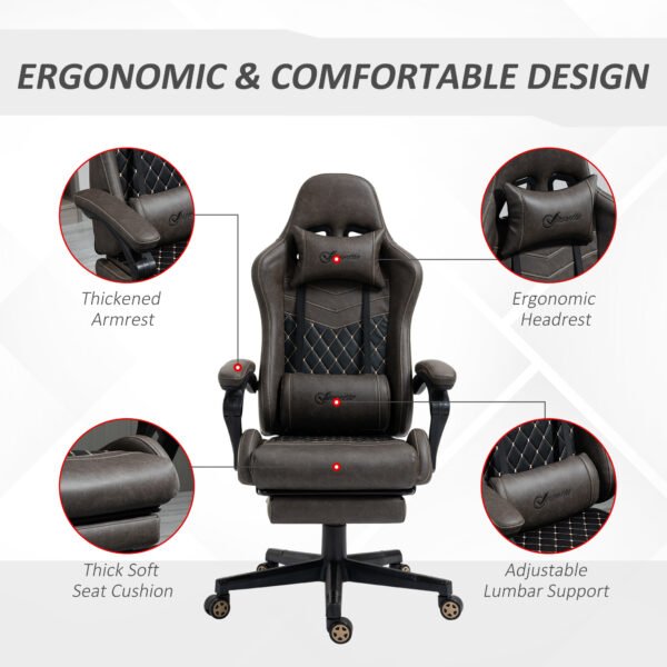 Racing Gaming Chair Diamond PU Leather Office Gamer Chair High Back Swivel Recliner with Footrest