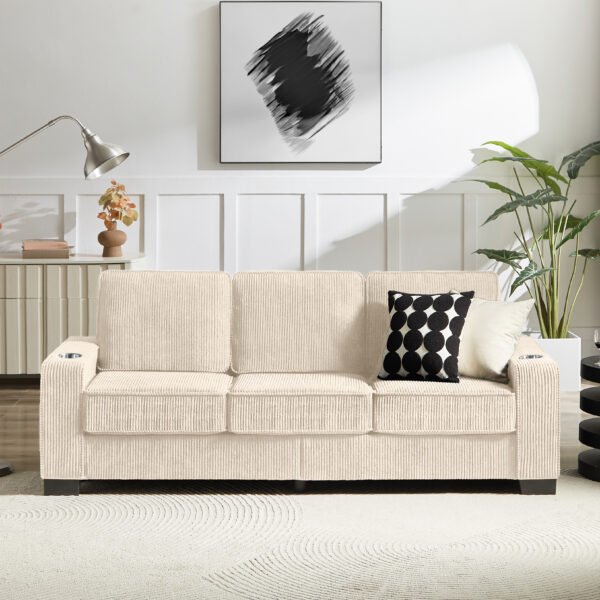 83.86 Corduroy Fabric Sofa,Modern Compressed Couch