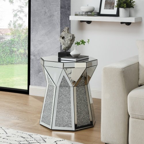 a5b19ecb-d9ea-43ed-9fb0-f09e4e234d79.jpg Drum Style Coffee Table With Mirror Crystal Inlay,