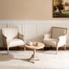 French Accent Chair Traditional Wood Frame Linen Upholstery Distressed Finish Home Decor, Single