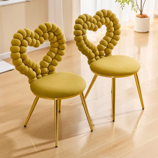 Set Of 2 Unique Heart Bubble Tufted Accent Chair,