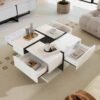 Coffee Table, Table With 4 Drawers, 78x78x36cm