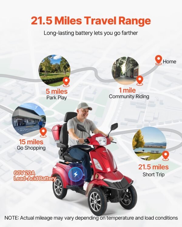Heavy Duty 4-Wheel Mobility Scooters For Seniors & Adults,