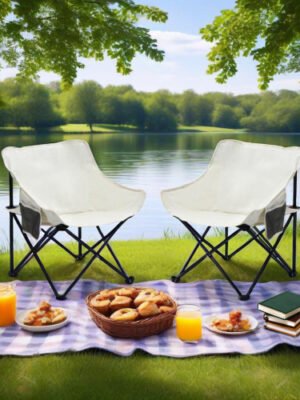 b3ef0268-65be-48ad-8b65-c282e867e2e6.jpg 2PCS Outdoor Camping Chairs Folding Portable, Carry Bag ,Beige