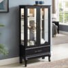 b6f4d1be-efaf-4e32-a9c2-31a8c7a0c502.jpg Lighted Curio Cabinet With Glass Doors And Adjustable Shelves 2 Door Wine Cabinet Display