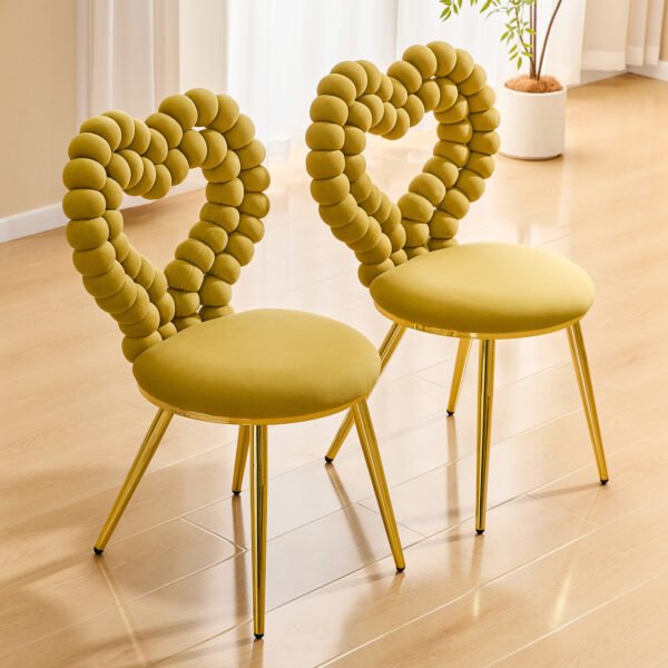 Set Of 2 Unique Heart Bubble Tufted Accent Chair,
