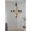 6 - Light Wood Chandelier With Adjustable Chain , Bulb Not Included