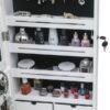 Non Full Mirror Wooden Wall Mounted Jewelry Storage Mirror Cabinet