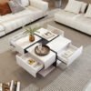Coffee Table, Table With 4 Drawers, 78x78x36cm