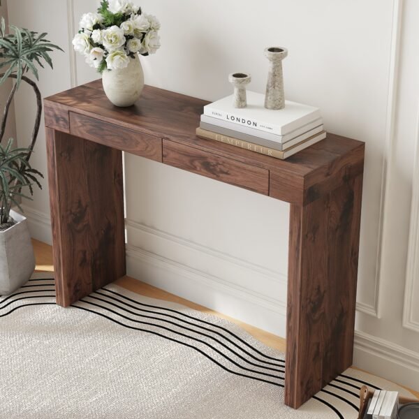 bd189684-9f42-4819-b62d-5b78e5fafeaf.jpg Elegant Natural Walnut Wood Grain Bar Table -50 Inches Long