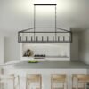 10 Lights Farmhouse Black Chandelier Rectangular Linear Pendant Lighting