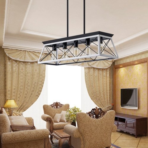 5 Lamps Farmhouse Chandelier Dining Room White - No Bulbs Unavailable