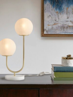 Metal 2-Light Globe Table Lamp