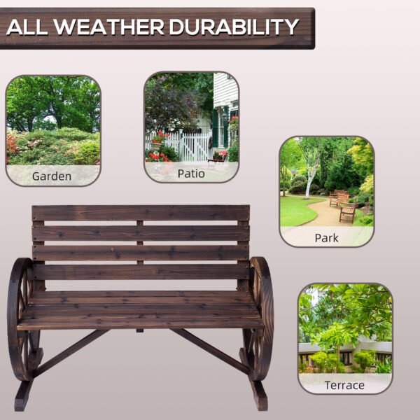 41" Wooden Wagon Wheel Bench