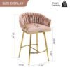 c688970d-b396-4d60-be7f-84e888e3cfd1.jpg 26 Counter Height Bar Stools Velvet Kitchen Island Counter Bar Stool With Hand- Wave Back,golden Chromed Base And Footrest