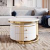 Modern 2-piece White Circular Nested Coffee Table
