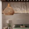Vintage Living Room Wooden Wind Rattan Woven Chandelier