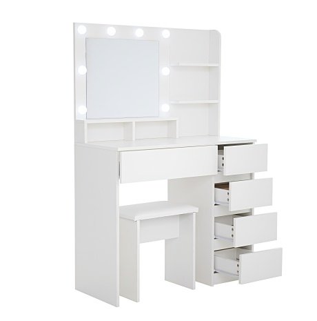 Vanity, Makeup Vanity Desk Set With Mirror & Light