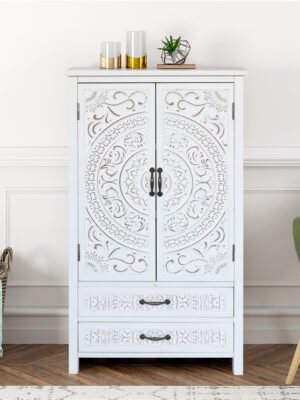 27  Accent Tall Tower White Storage Cabinet