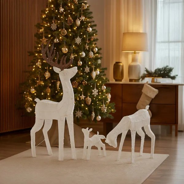 3-Piece Lighted Christmas Reindeer Family Set Outdoor Decorations,