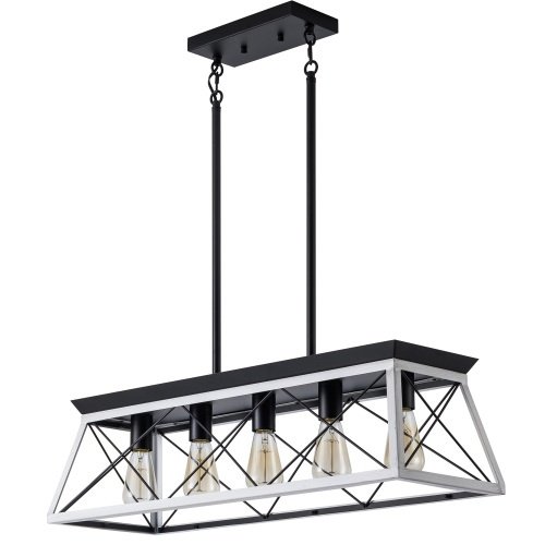 5 Lamps Farmhouse Chandelier Dining Room White - No Bulbs Unavailable