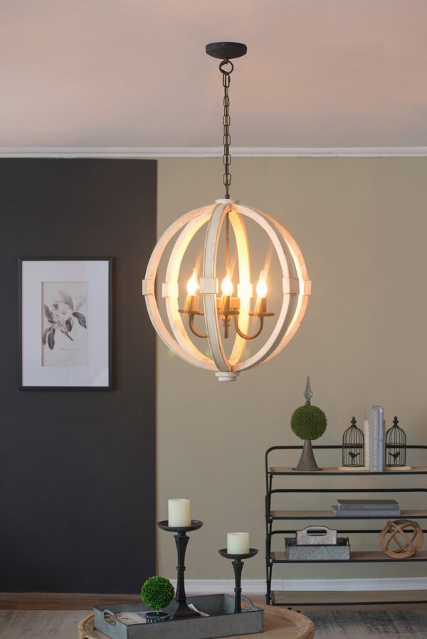 e061a08f-ade8-4fc4-9889-afb7130125ba.jpg 6 - Light Wood Chandelier With Adjustable Chain For Kitchen, Dining Hall Entrance, Bulb Not Included