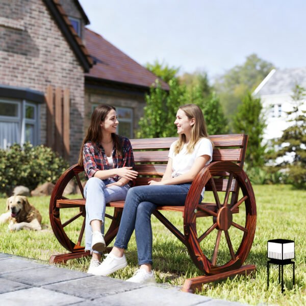 41" Wooden Wagon Wheel Bench