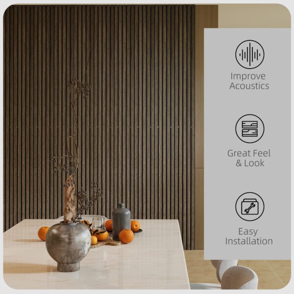 95" x 8" Wood Panels for Wall, 4 Pack Acoustic Panels, Sound Absorbing Slat Wall For Interior Wall Decor, Home, Walnut