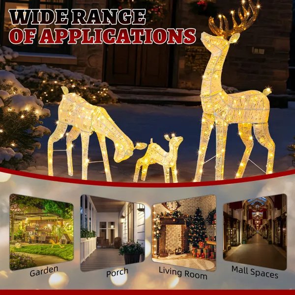 3-Piece Lighted Christmas Reindeer Family Set Outdoor Decorations,
