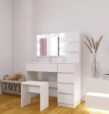 Vanity, Makeup Vanity Desk Set With Mirror & Light