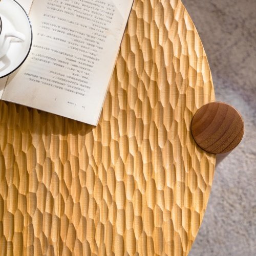 Round Coffee Table With Solid Wood For Living Room,