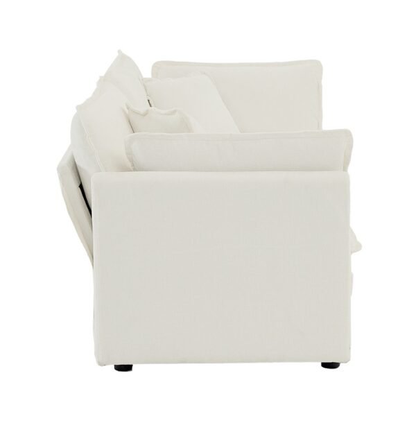 Modern Fabric Double Sofa With 4 Pillows