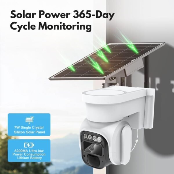 Cellular Security Camera Outdoor Wireless, No WiFi Needed Solar Powered 4G LTE Camera, 2K Color Night Vision, PIR Motion Sensor, 360 Live View, Two-Way Audio, SIM Card & SD Card Included