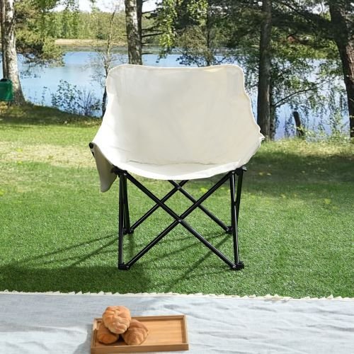 2PCS Outdoor Camping Chairs Folding Portable, Carry Bag ,Beige