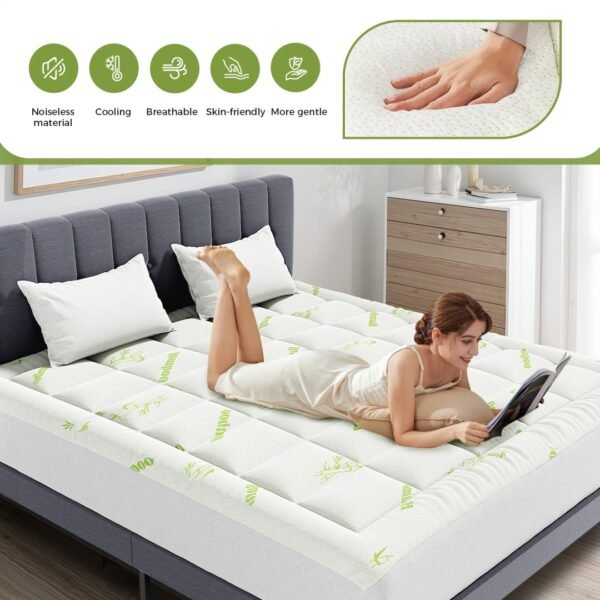 eead96b1-d651-41c2-a067-1eb70c52ccf9.jpg Mattress Protector, Thickened Mattress Pad With Bamboo Fiber Viscose Filling
